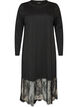 Robe en jersey avec paillettes et finitions en dentelle, Noir, Packshot image number 0