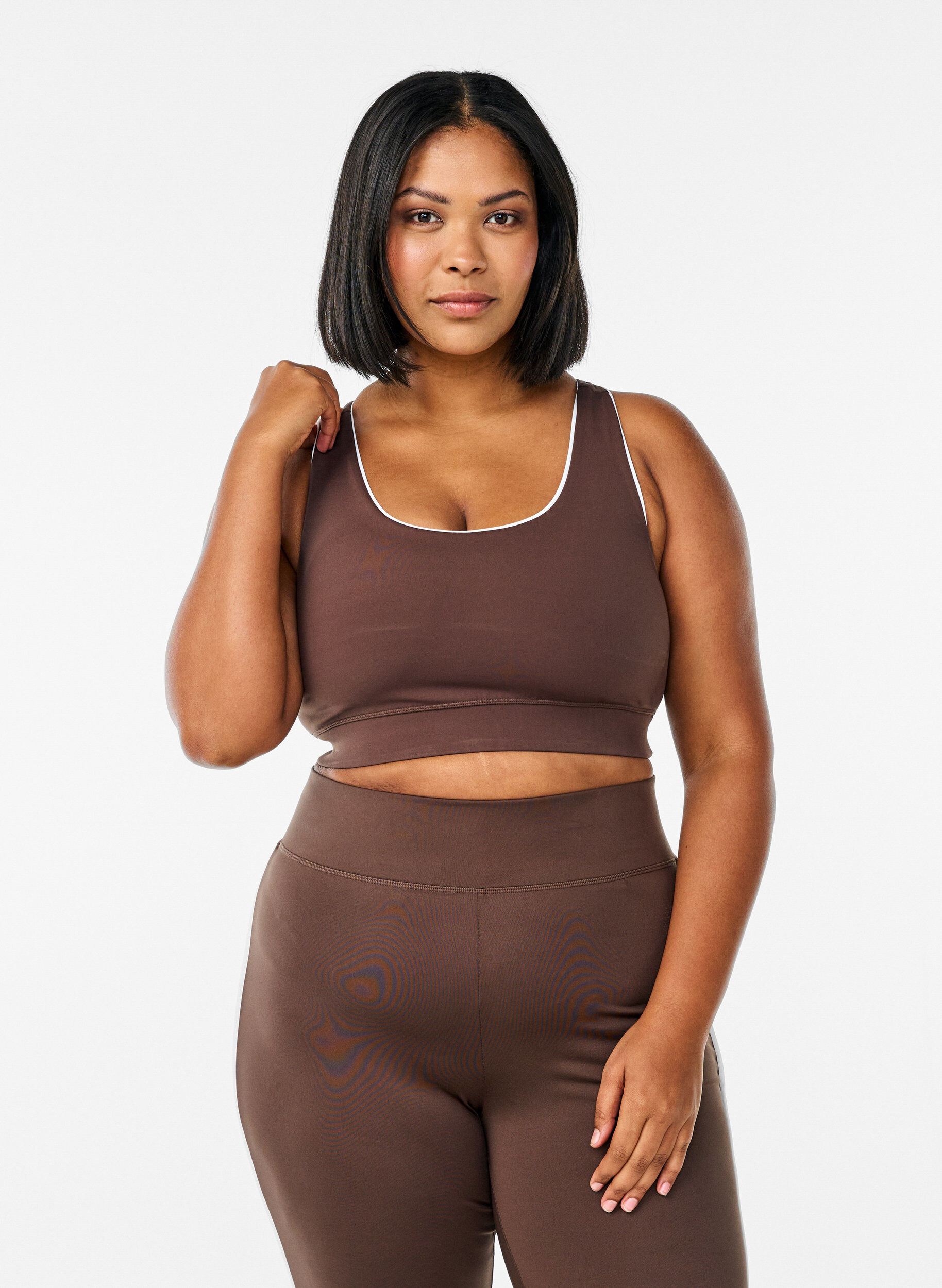 Zizzi Brassi&egrave;re de sport &agrave; dos nageur avec finitions contrastantes, Marron, Model image number 0