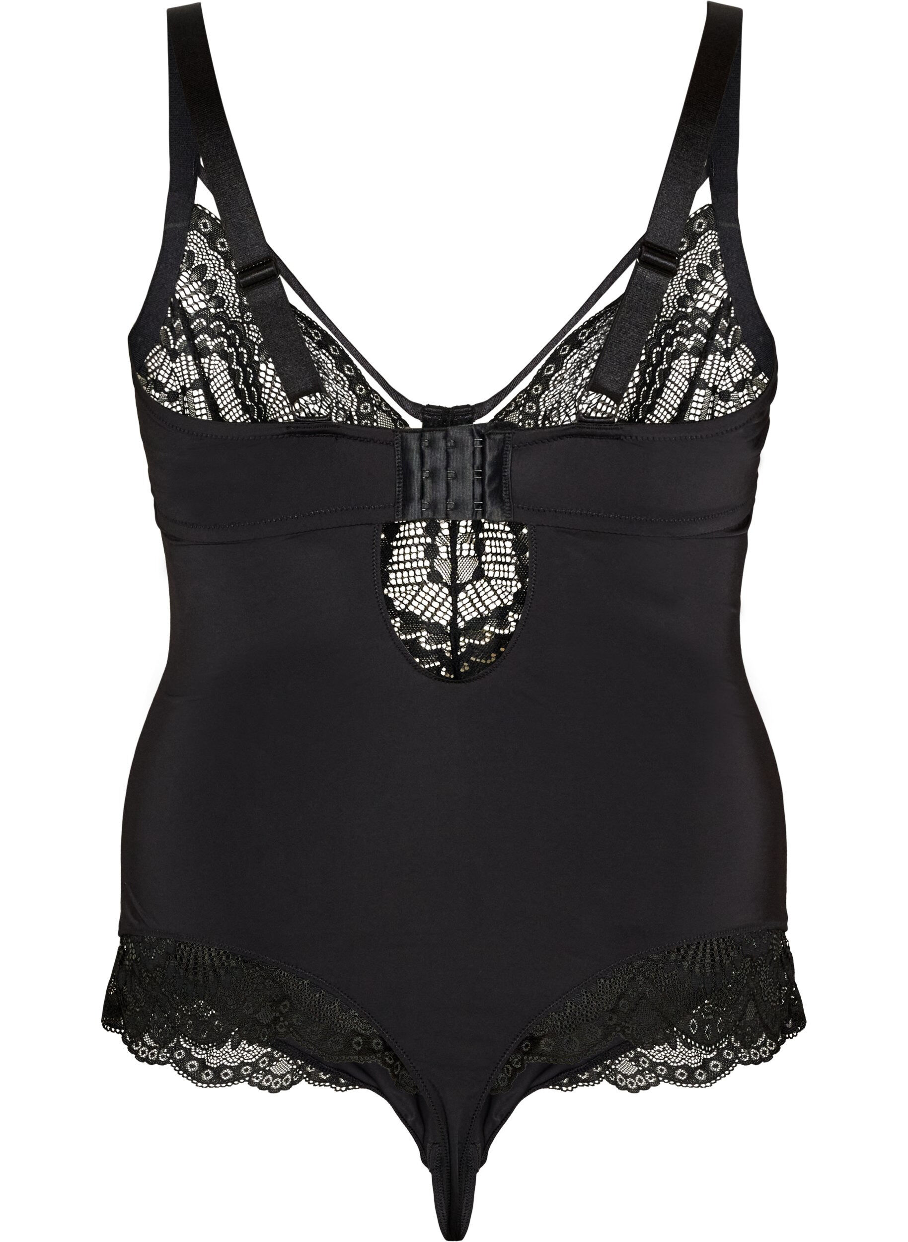 ZizziB&uuml;gel-Spitzenbody mit Tr&auml;gerdetails, Schwarz, Packshot image number 1