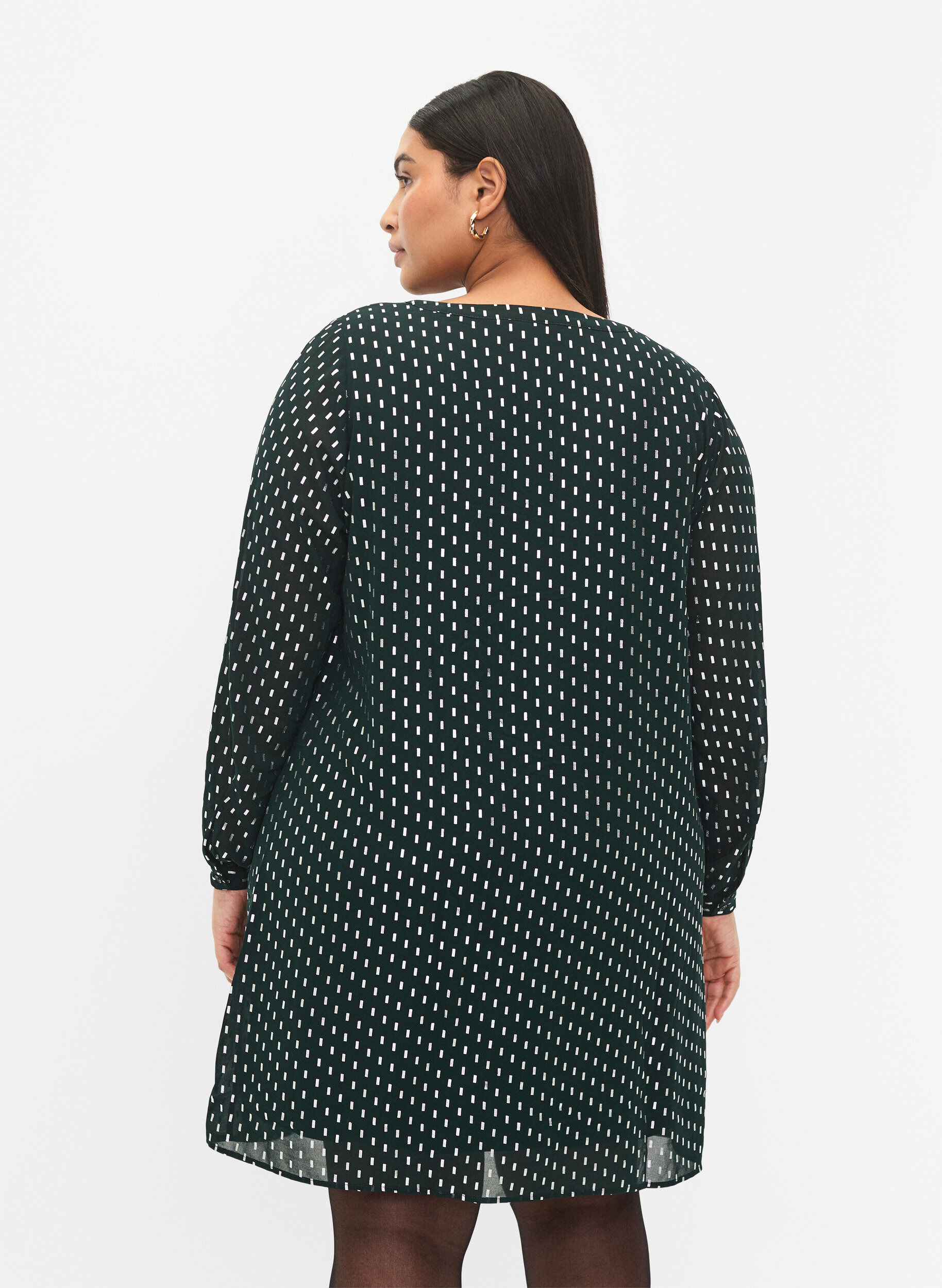 Zizzi Robe &agrave; manches longues avec imprim&eacute; brillant, Scarab w. Silver, Model image number 1