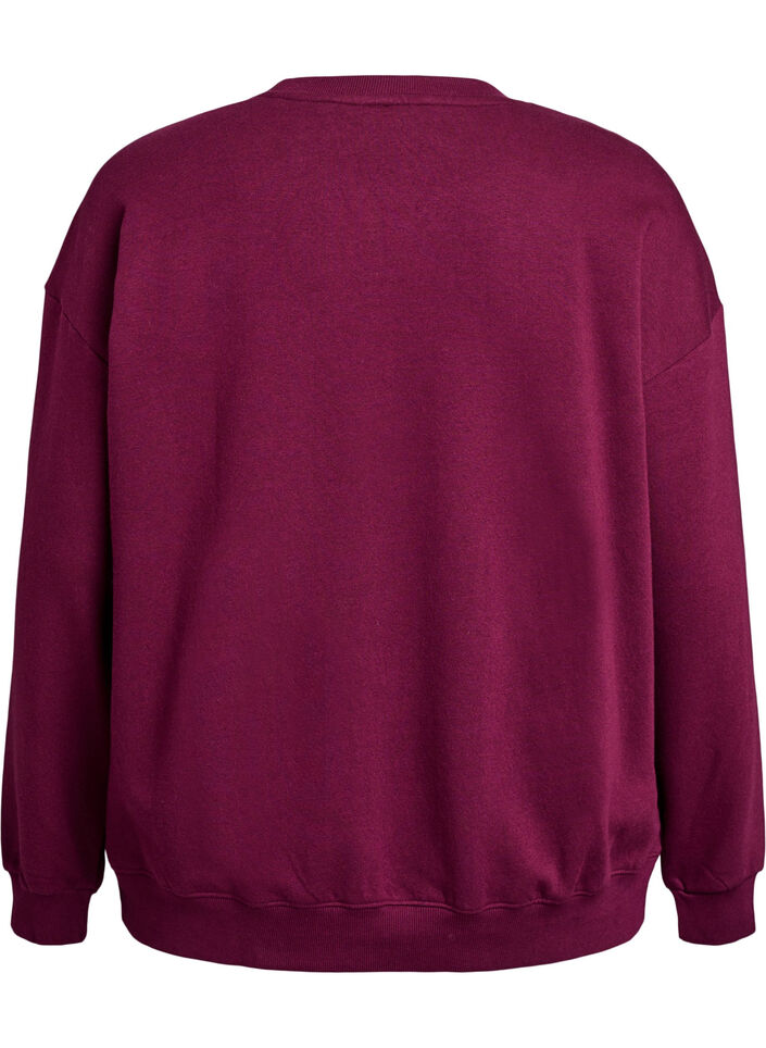 Sweat-shirt avec imprim&eacute; texte, Bordeaux fonc&eacute;, Packshot image number 1
