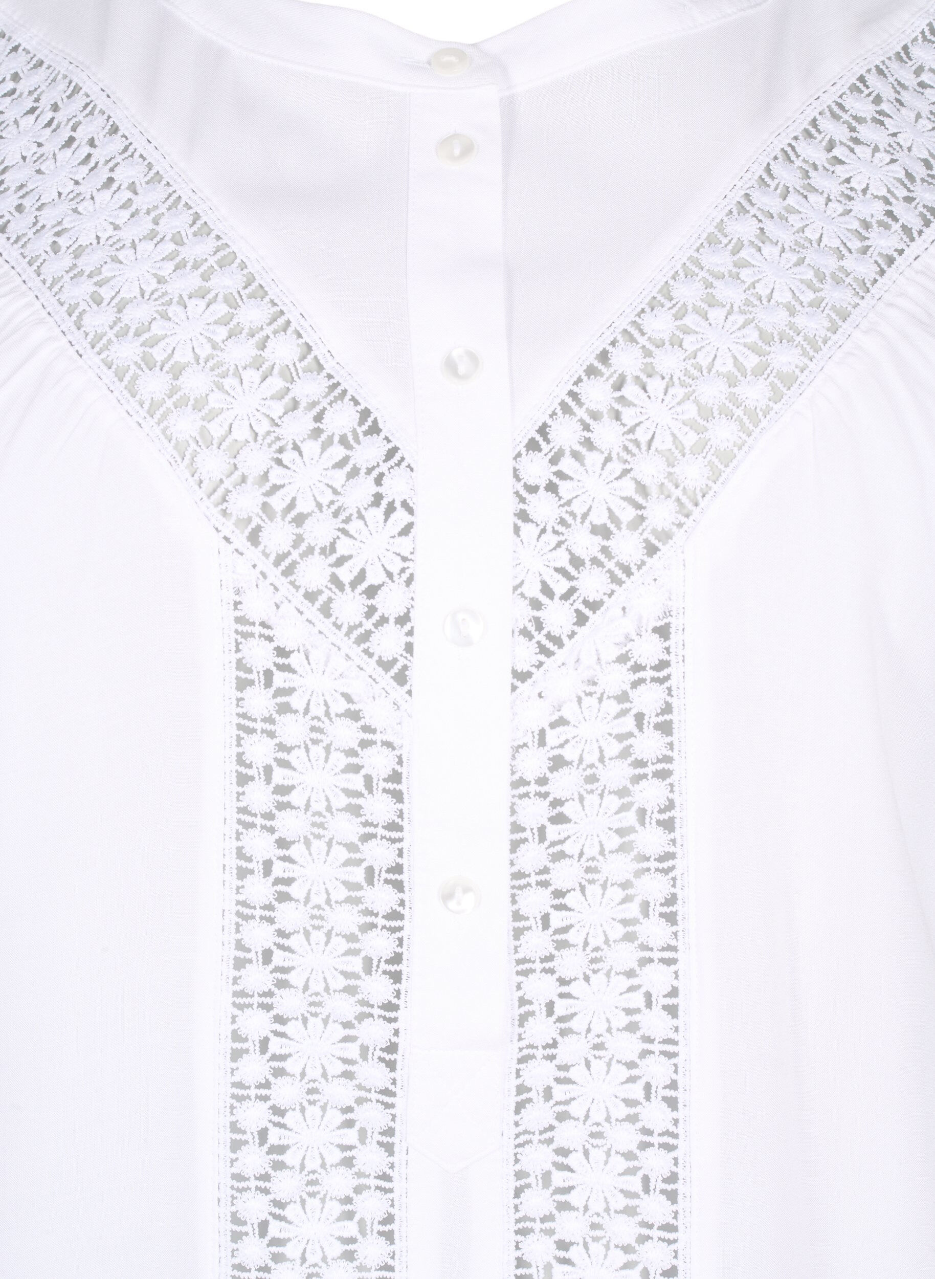 Zizzi  Viskosebluse mit Spitzenbesatz, Bright White, Packshot image number 2