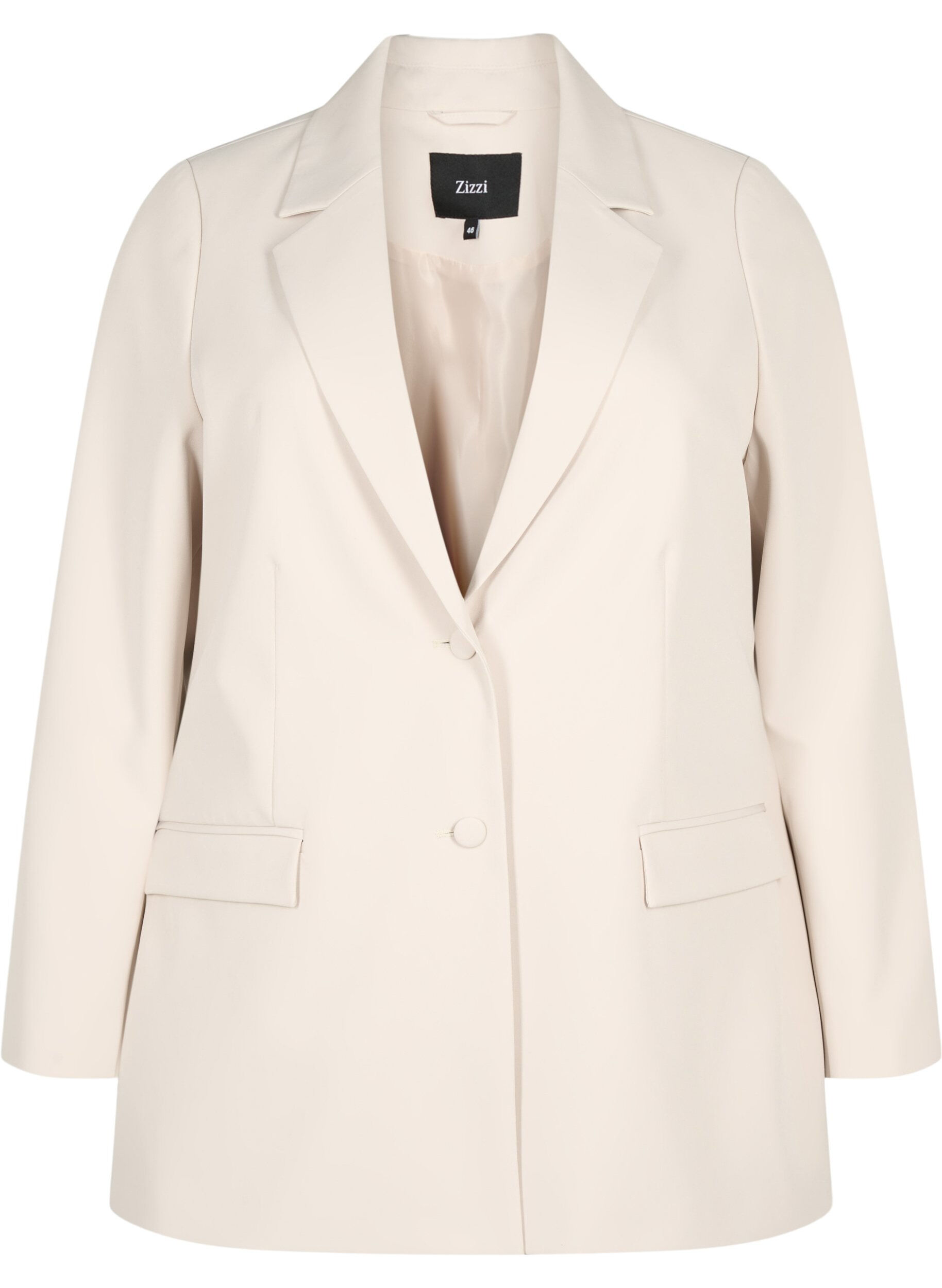 Zizzi Klassischer Blazer mit Knopfverschluss, Pumice Stone, Packshot image number 0