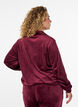 Cardigan en velours avec fermeture &eacute;clair et col montant, Bordeaux fonc&eacute;, Model image number 2