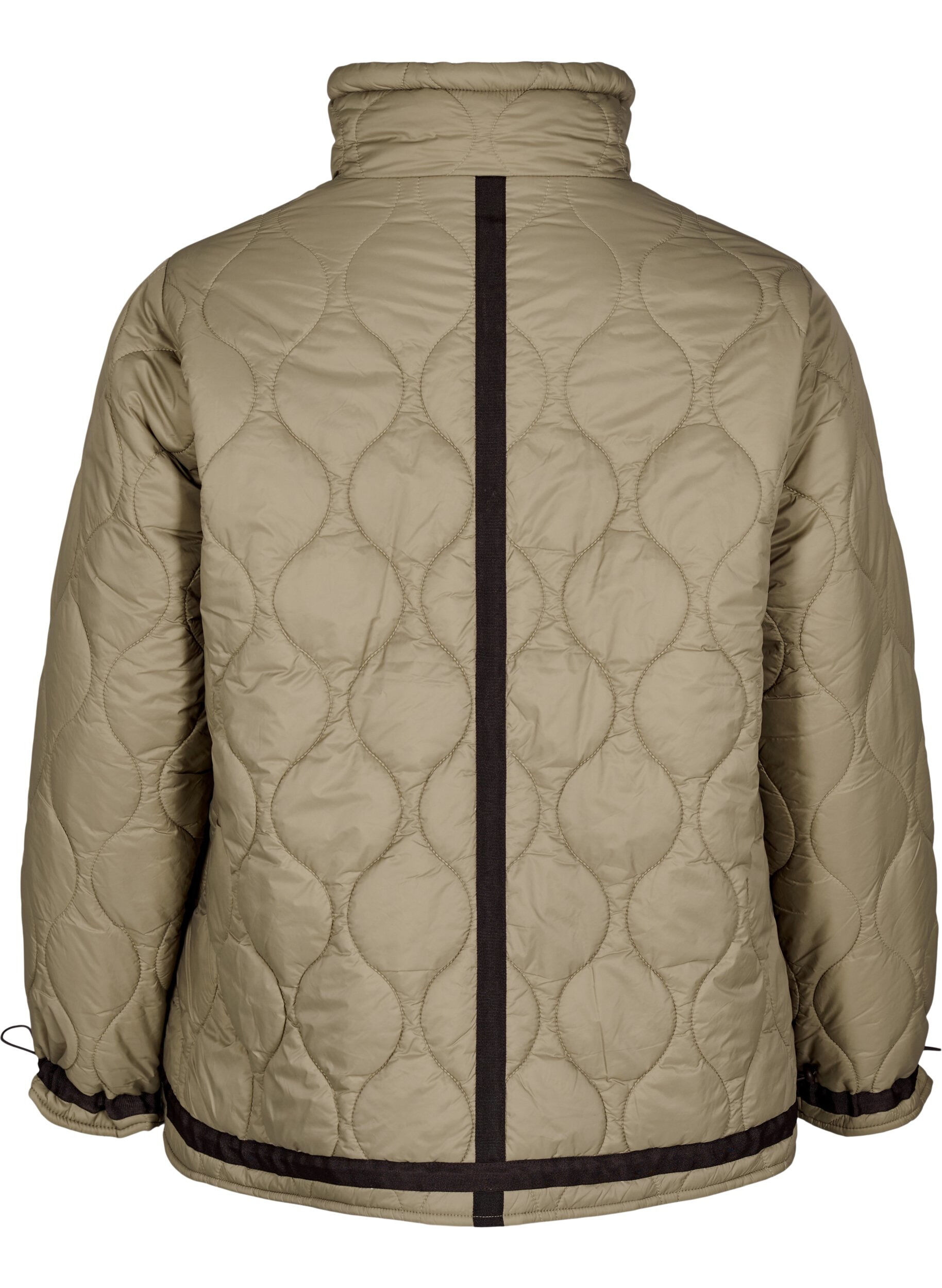 Zizzi Kurze Steppjacke mit Kontrastdetails, Beige, Packshot image number 1