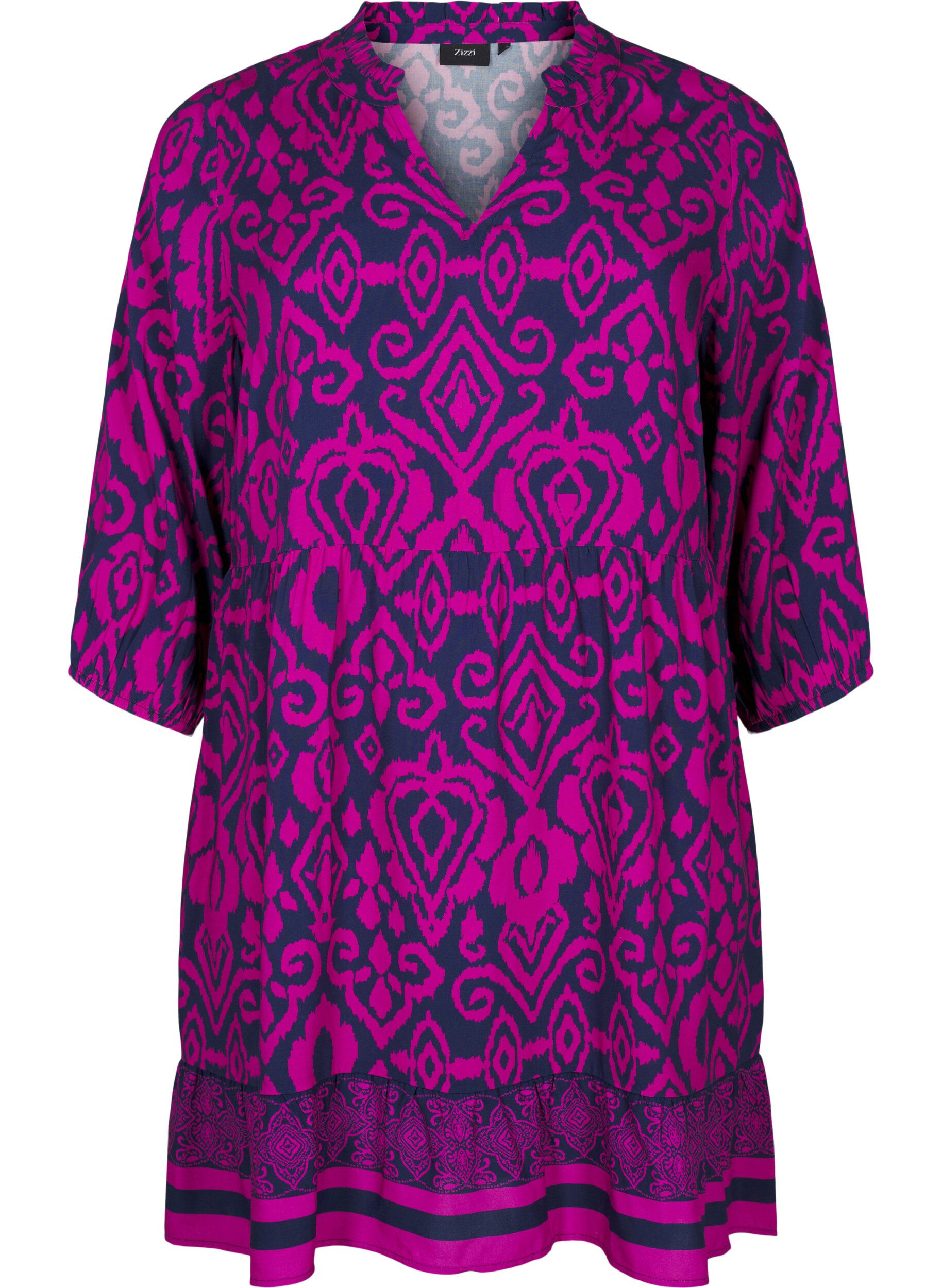 Zizzi Kurzes Kleid mit Print und A-Form, Night Sky AOP, Packshot image number 0