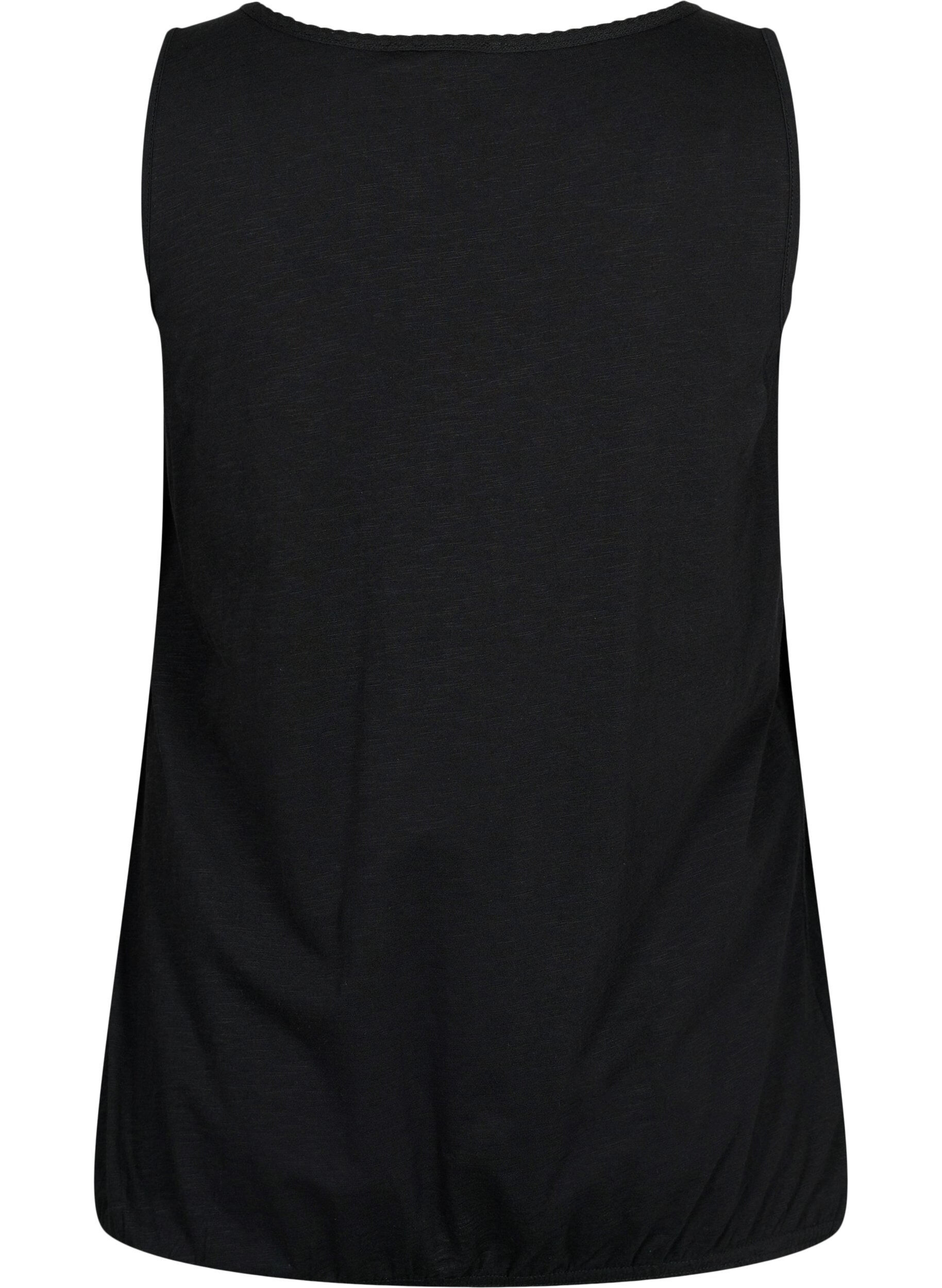 Zizzi Top aus Baumwolle mit Spitzenbesatz, Black, Packshot image number 1
