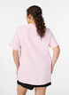 T-shirt en jersey de coton gaufr&eacute;, Rose, Model image number 2