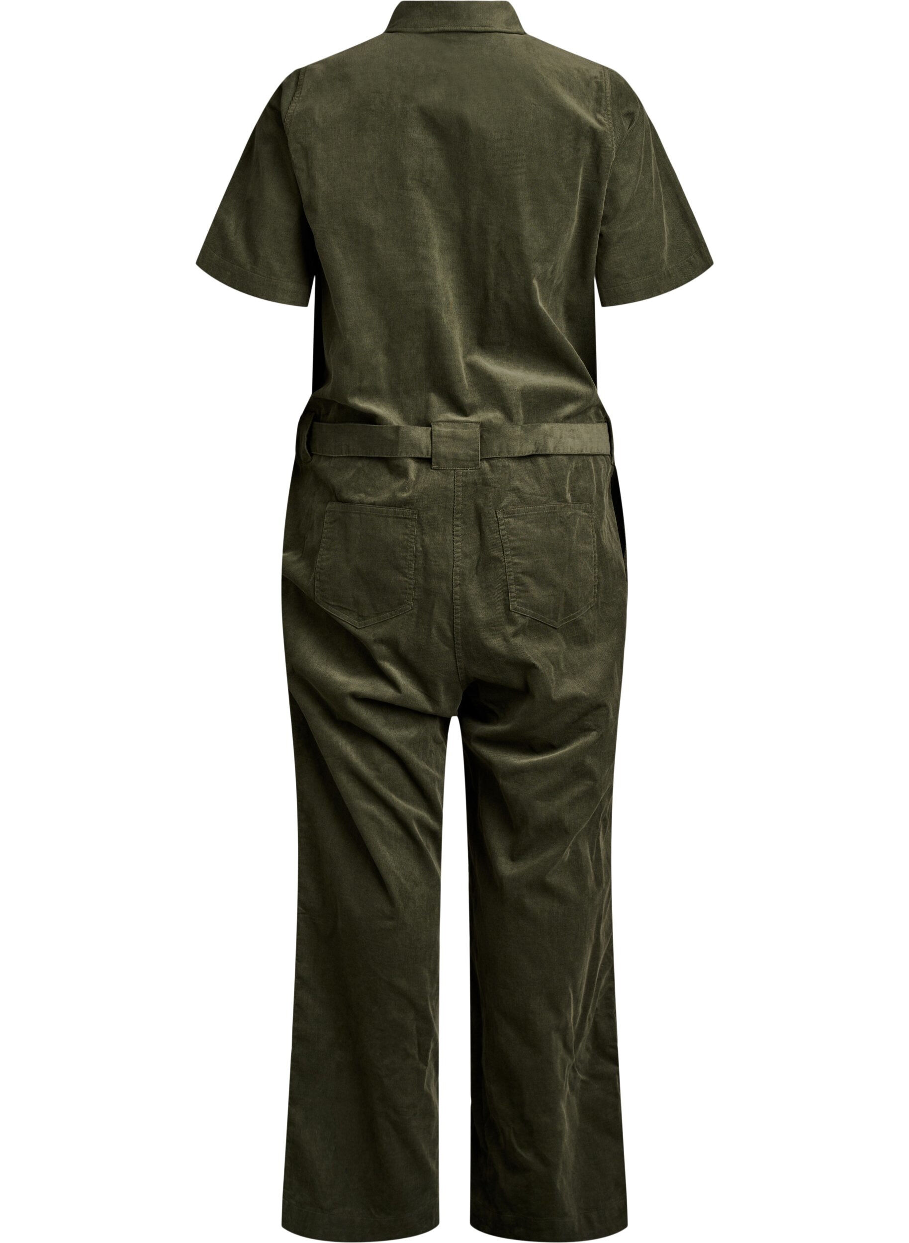 Zizzi Jumpsuit aus Cord mit geradem Bein, Gr&uuml;n, Packshot image number 1