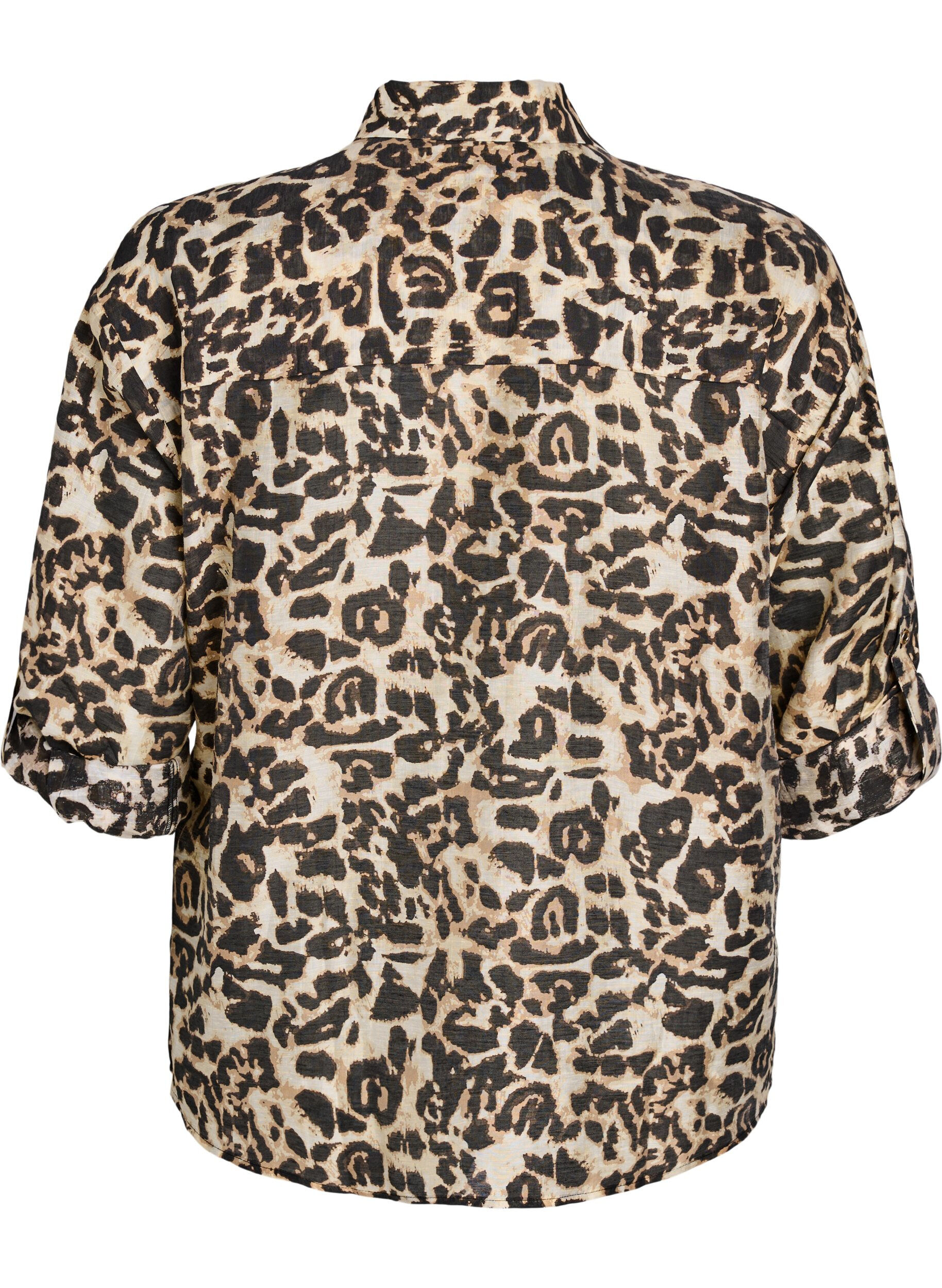 Zizzi Chemise ample avec imprim&eacute; animal et poches sur la poitrine, Marron, Packshot image number 1