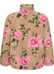 Gebl&uuml;mte Fleecejacke mit hohem Kragen und Rei&szlig;verschluss, Beige, Packshot image number 1