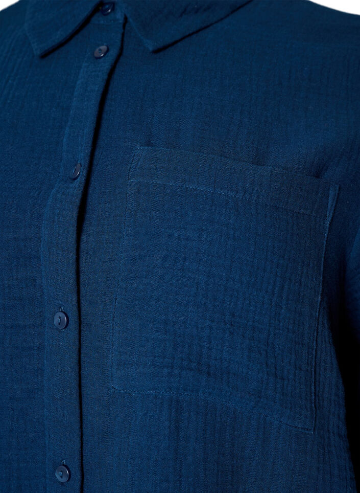 Nachthemd aus Baumwoll-Musselin mit langen &Auml;rmeln, Blau, Packshot image number 2