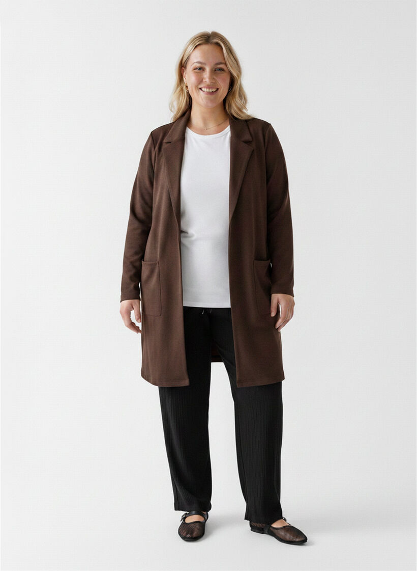 Lange Blazer mit Taschen, Braun, Model image number 1