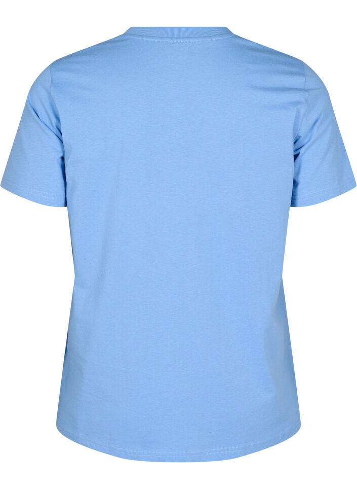 T-shirt basique en coton à col rond, Bleu Clair, Packshot image number 1