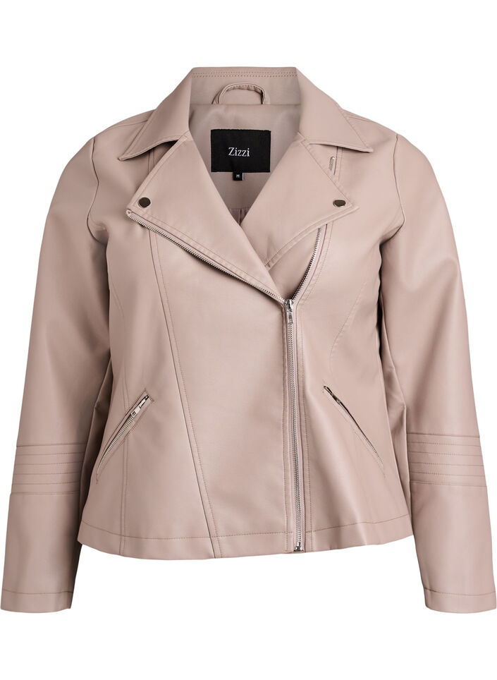 Bikerjacke aus Kunstleder, Beige, Packshot image number 0