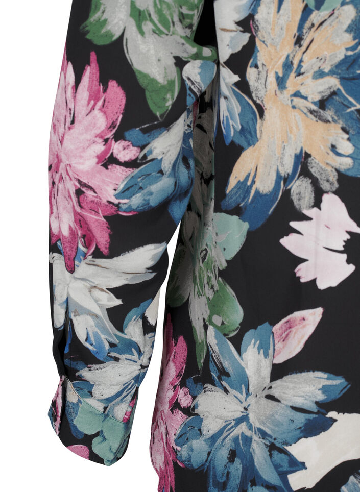 Chemisier à manches longues avec imprimé floral, Rose Flower AOP, Packshot image number 3