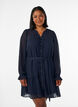 Kurzes Kleid mit R&uuml;schendetails und Bindeg&uuml;rtel, Blau, Model image number 0
