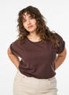 T-shirt &agrave; manches courtes en coton m&eacute;lang&eacute;, Marron, Model image number 0