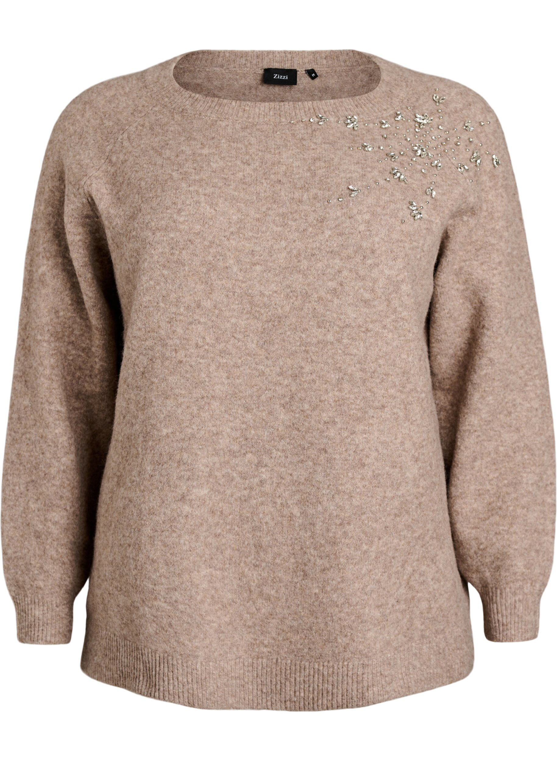 Bluse aus Strick mit Strasssteinen und Nieten