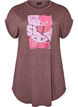 Chemise de nuit &agrave; manches courtes avec imprim&eacute; de texte, Bordeaux fonc&eacute;, Packshot image number 0