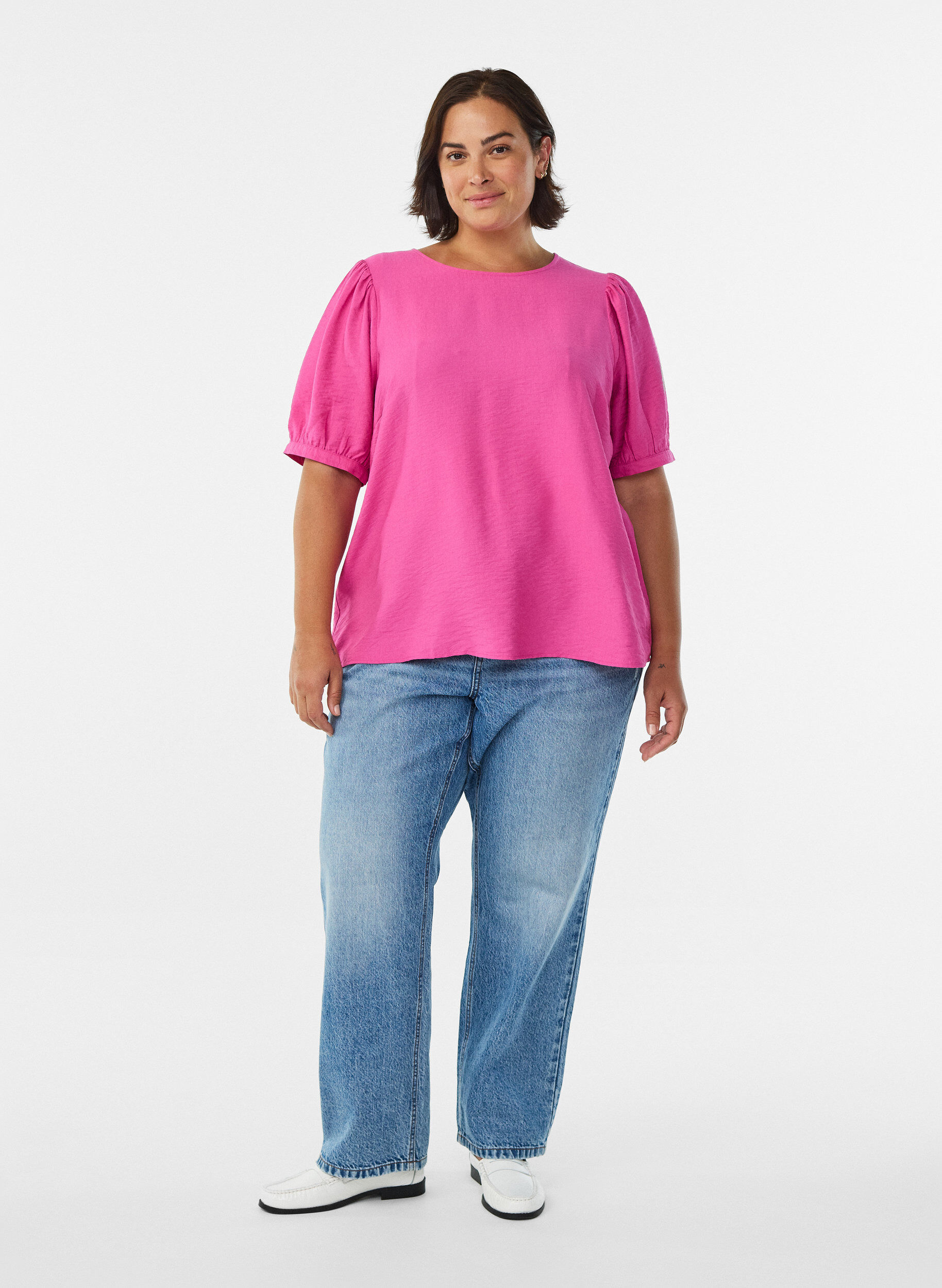 Zizzi Bluse aus Viskose mit halben &Auml;rmeln, Rot, Model image number 1