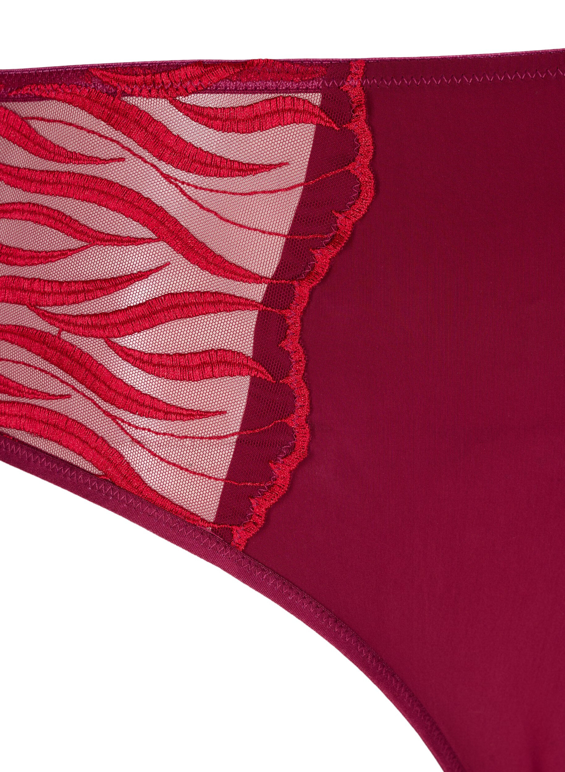 Zizzi Culotte tai avec broderie et taille r&eacute;guli&egrave;re, Rouge, Packshot image number 2