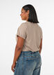 Gestreiftes T-Shirt aus Viskose mit Rundhalsausschnitt, Beige, Model image number 2
