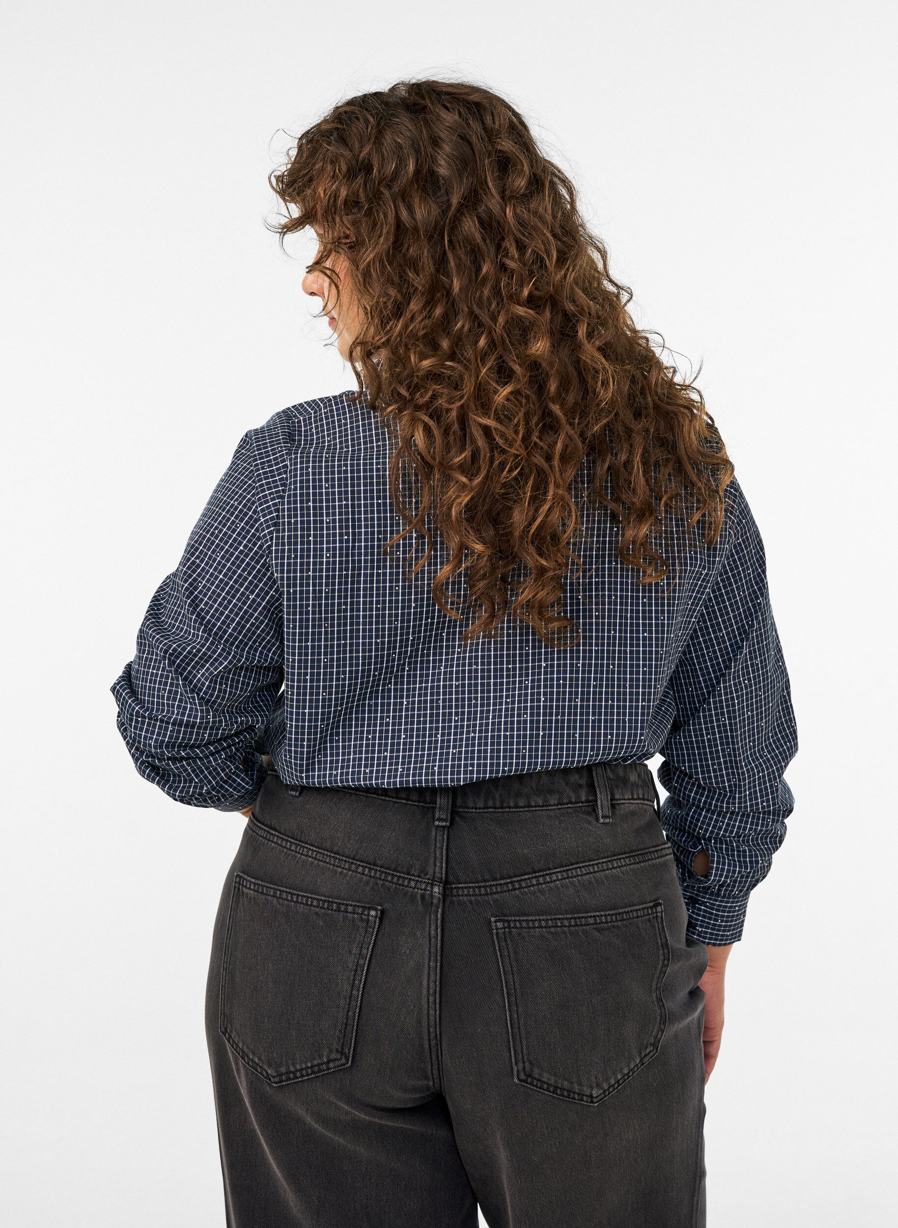 ZizziChemise &agrave; carreaux avec strass, Bleu, Model image number 2