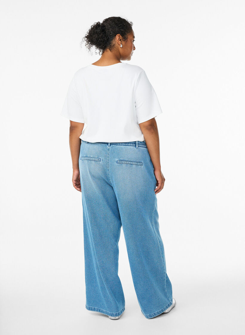 Jeans mit lockerer Passform, elastischem Bund und Tunnelzug, Blau, Model image number 1