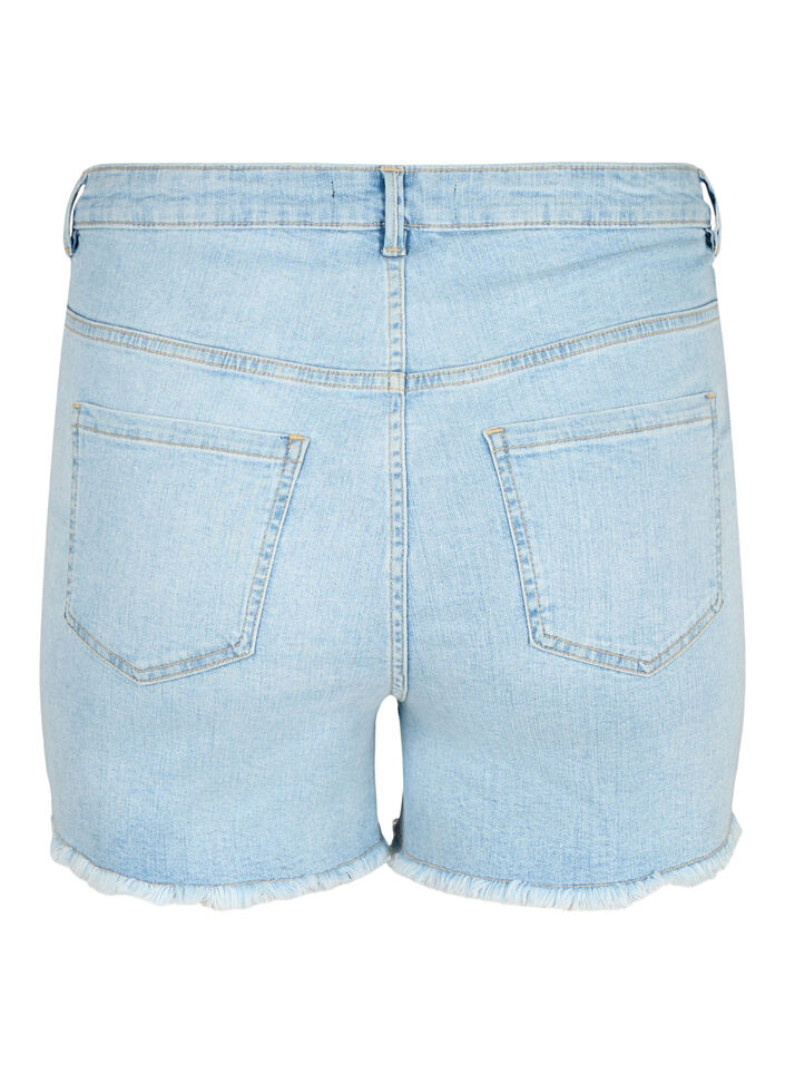 Denim-Shorts mit Distressed-Effekt, Light Blue Denim, Packshot image number 1