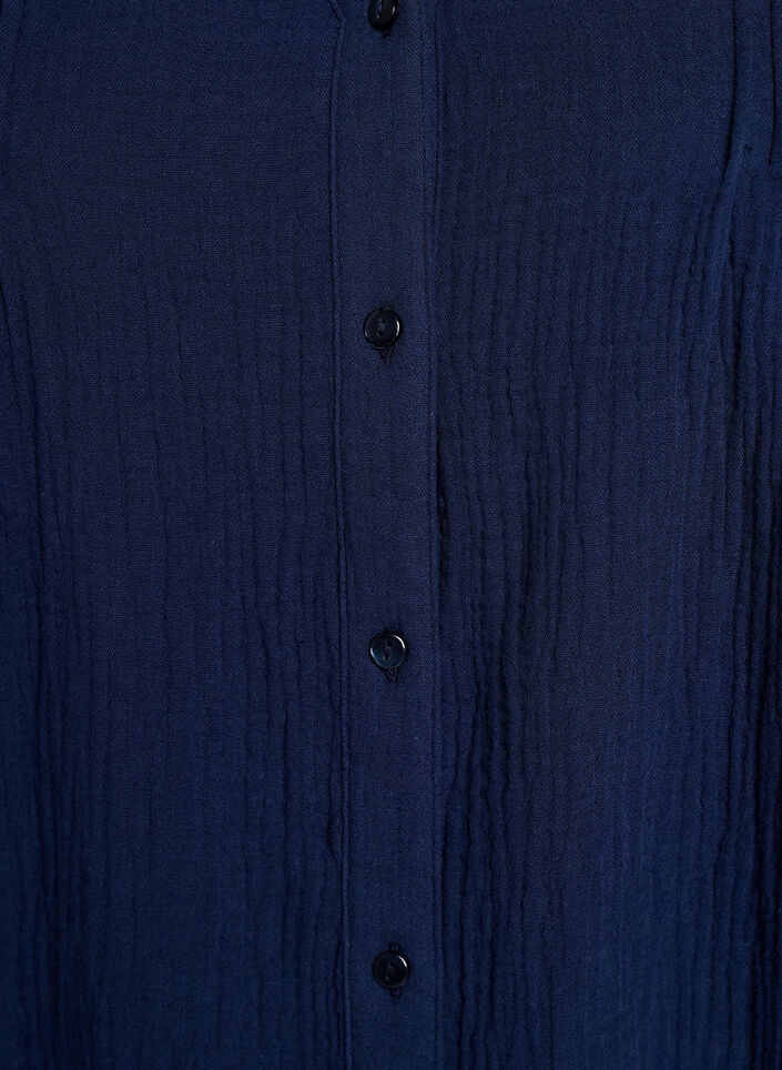 Bluse aus Baumwoll-Musselin mit bestickten Details, Blau, Packshot image number 2