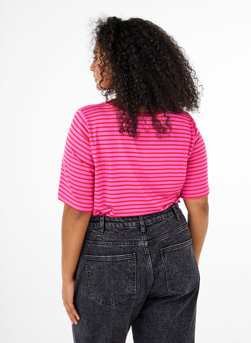 T-Shirt mit TENCEL™ Lyocell und Streifen, Rot, Model image number 2