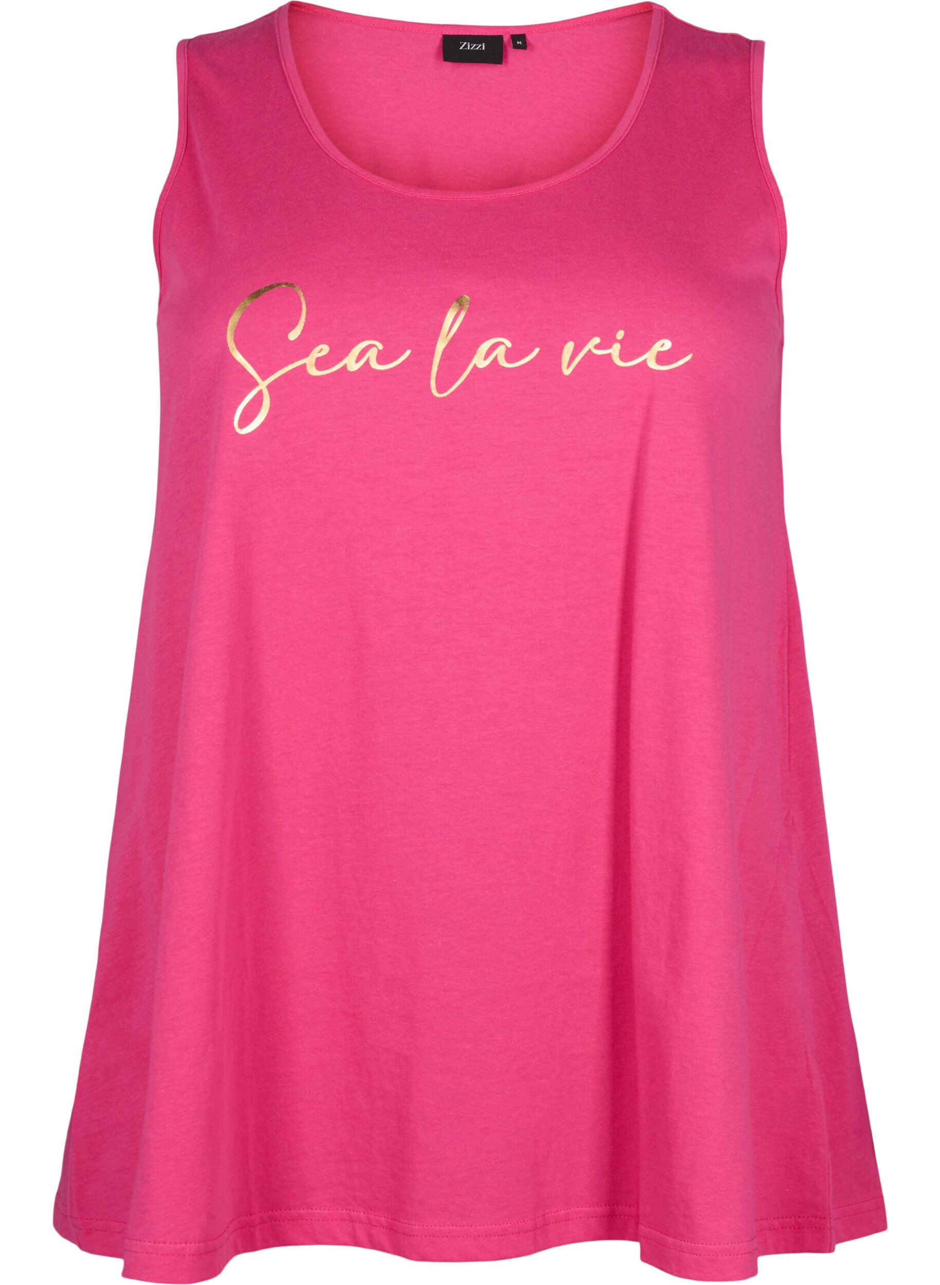 Zizzi Top en coton avec forme en A, Rose, Packshot image number 0