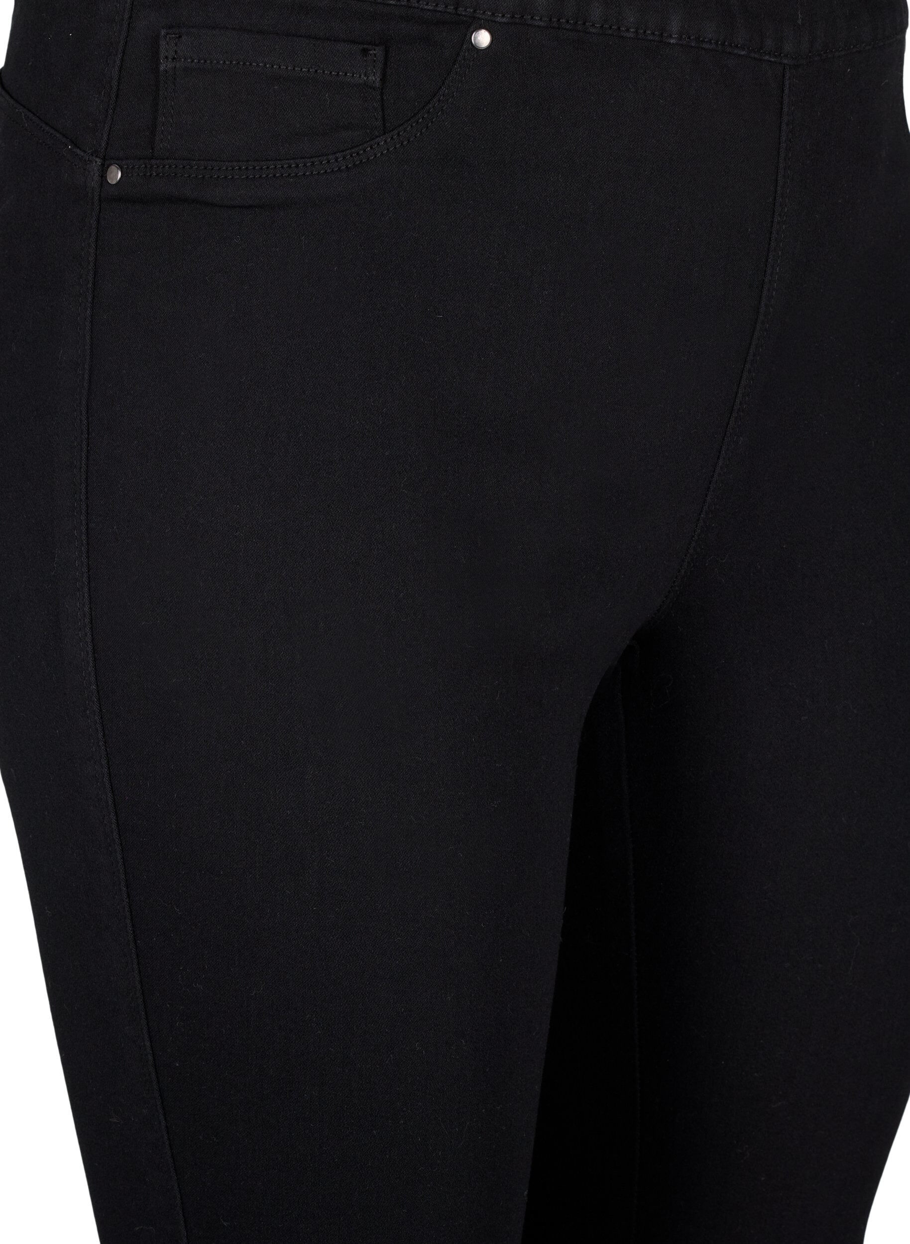 Zizzi  Denim-Caprihosen mit elastischem Bund, Schwarz, Packshot image number 2