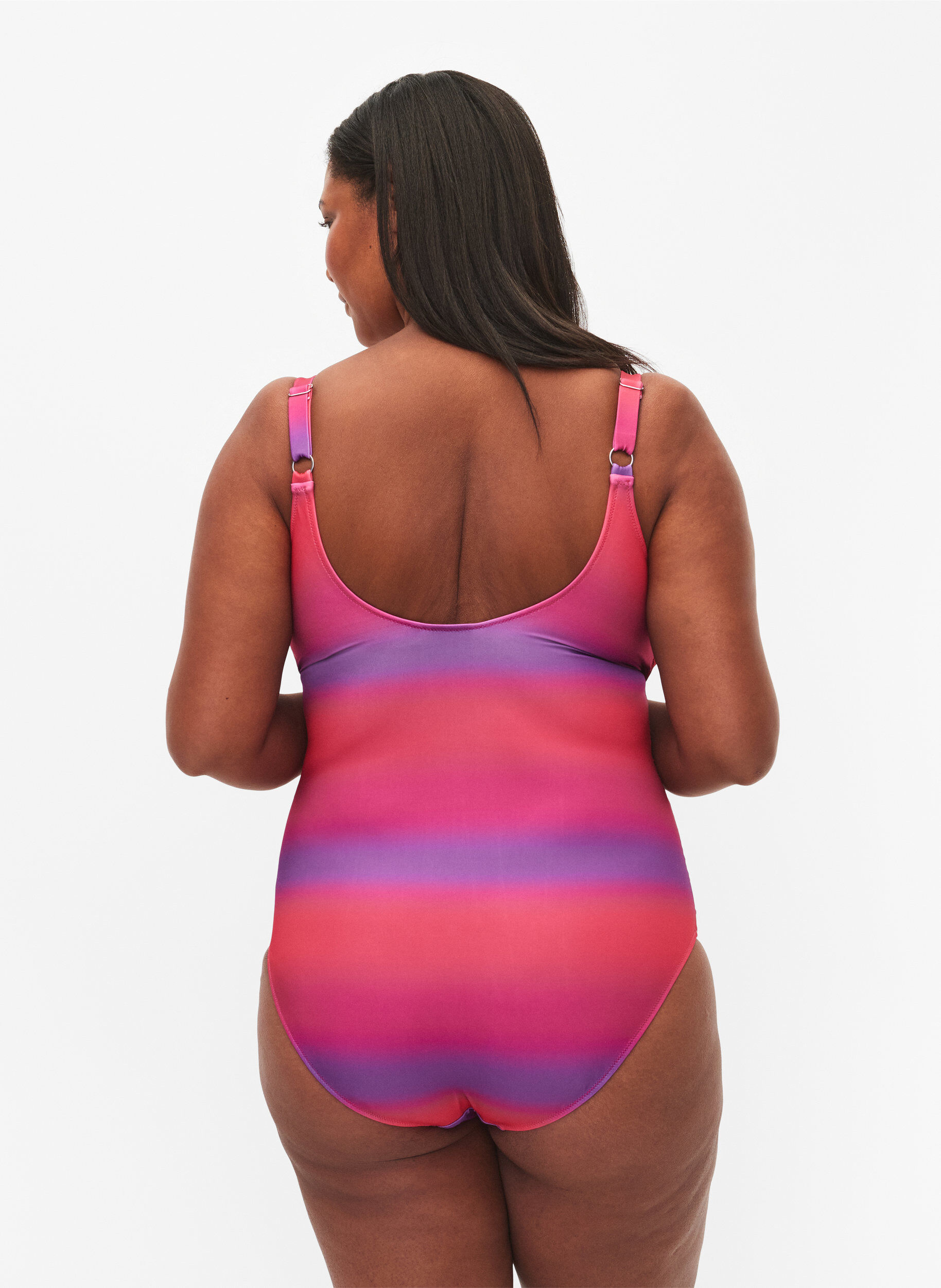 Zizzi Maillot de bain imprim&eacute; avec un rembourrage confortable, Pink Comb, Model image number 1