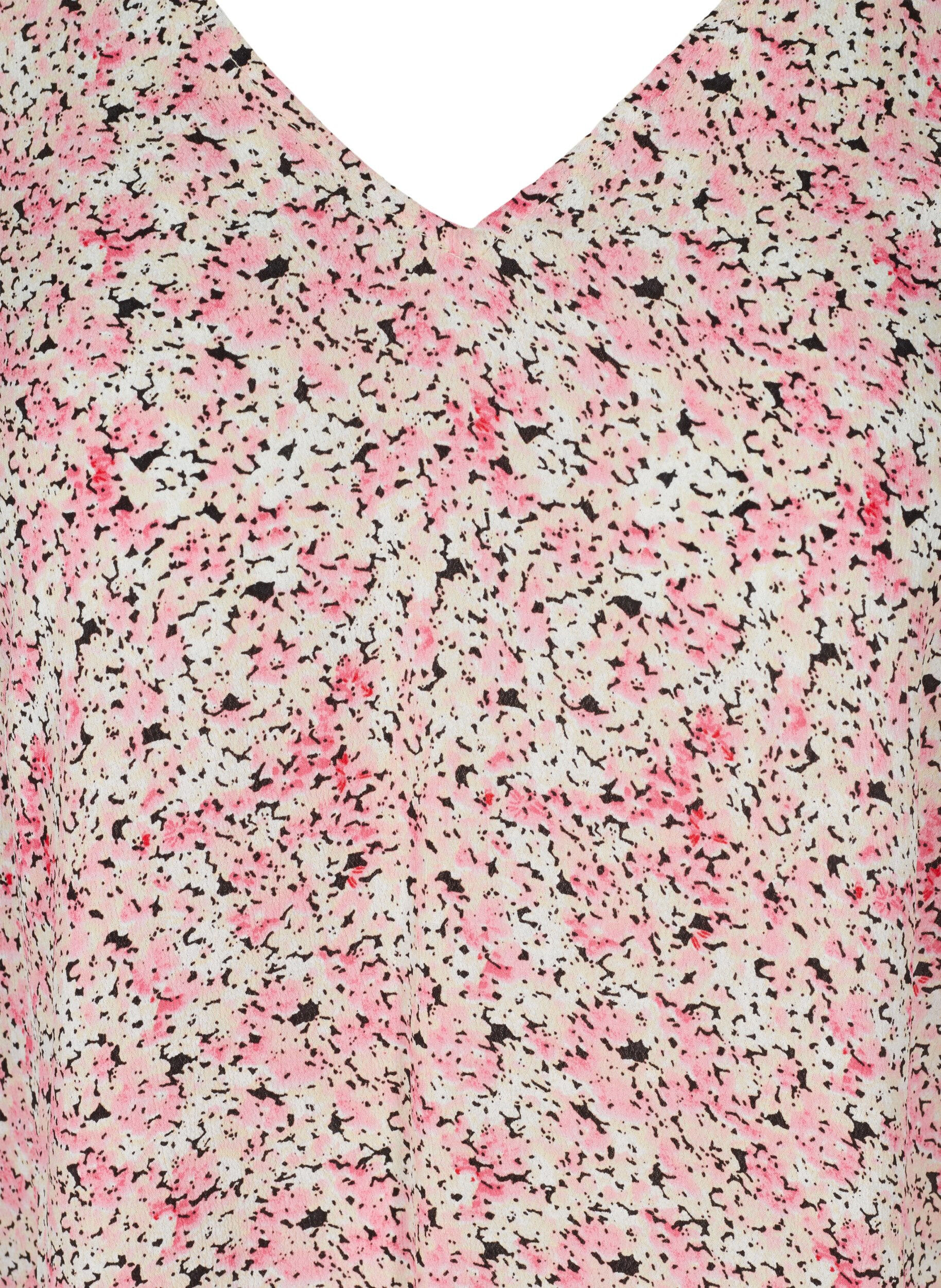 Zizzi Tunique en viscose avec imprim&eacute; et manches courtes, Pink Ditsy AOP, Packshot image number 2