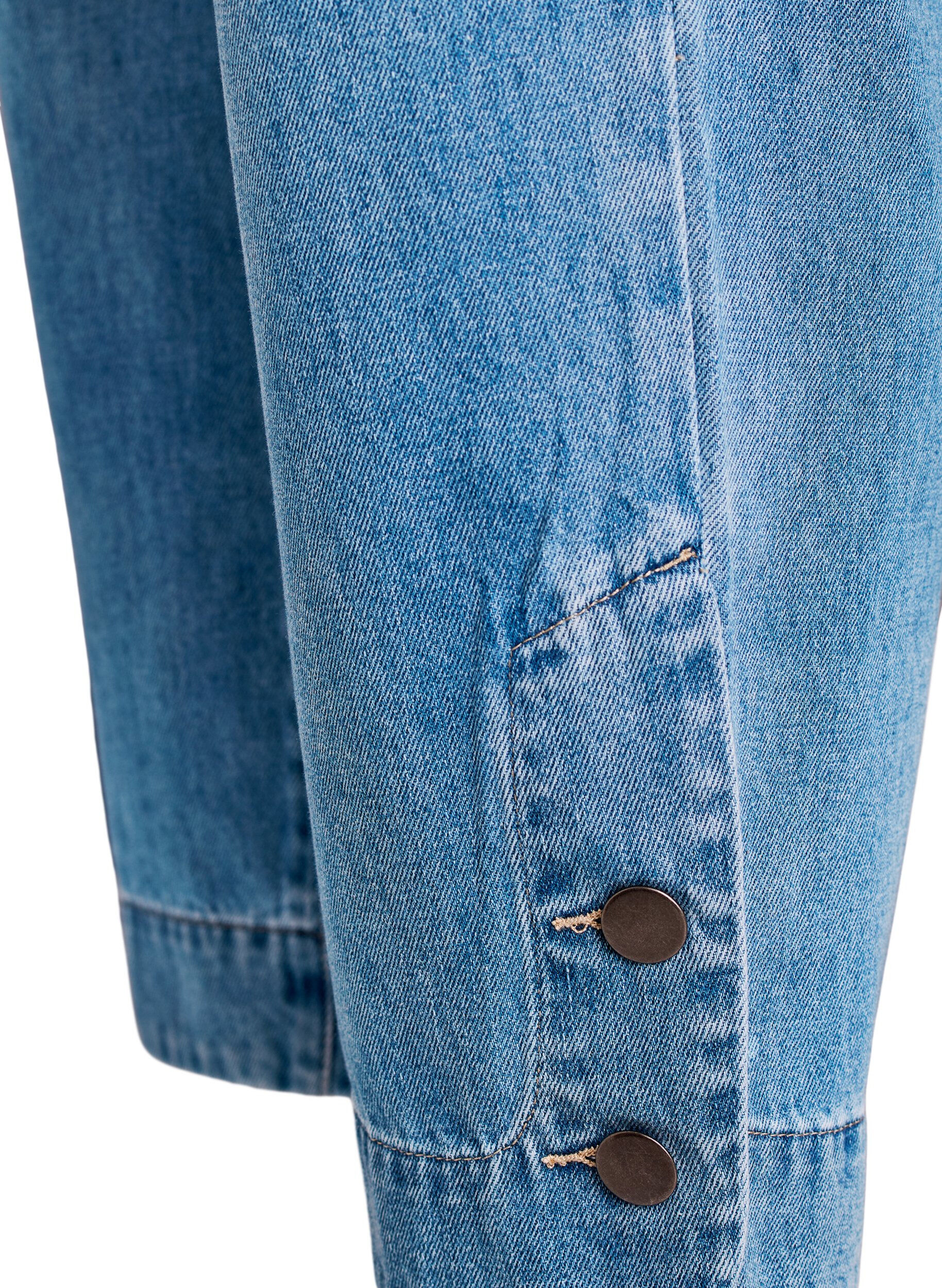 ZizziJean cropped Kiana &agrave; coupe droite avec d&eacute;tails boutonn&eacute;s, Bleu Clair, Packshot image number 3