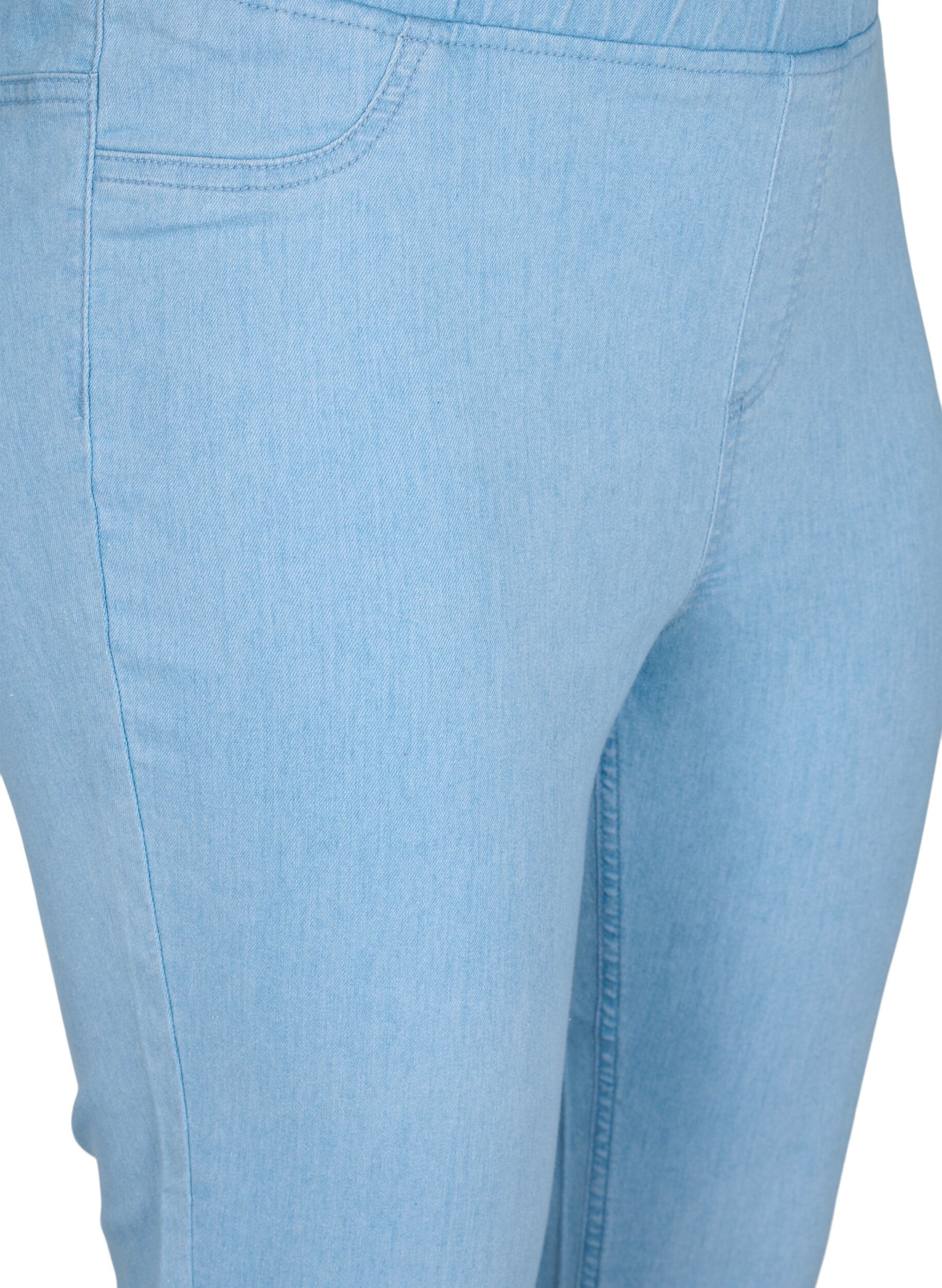Zizzi Pantacourt en coton m&eacute;lang&eacute;, Light blue denim, Packshot image number 2