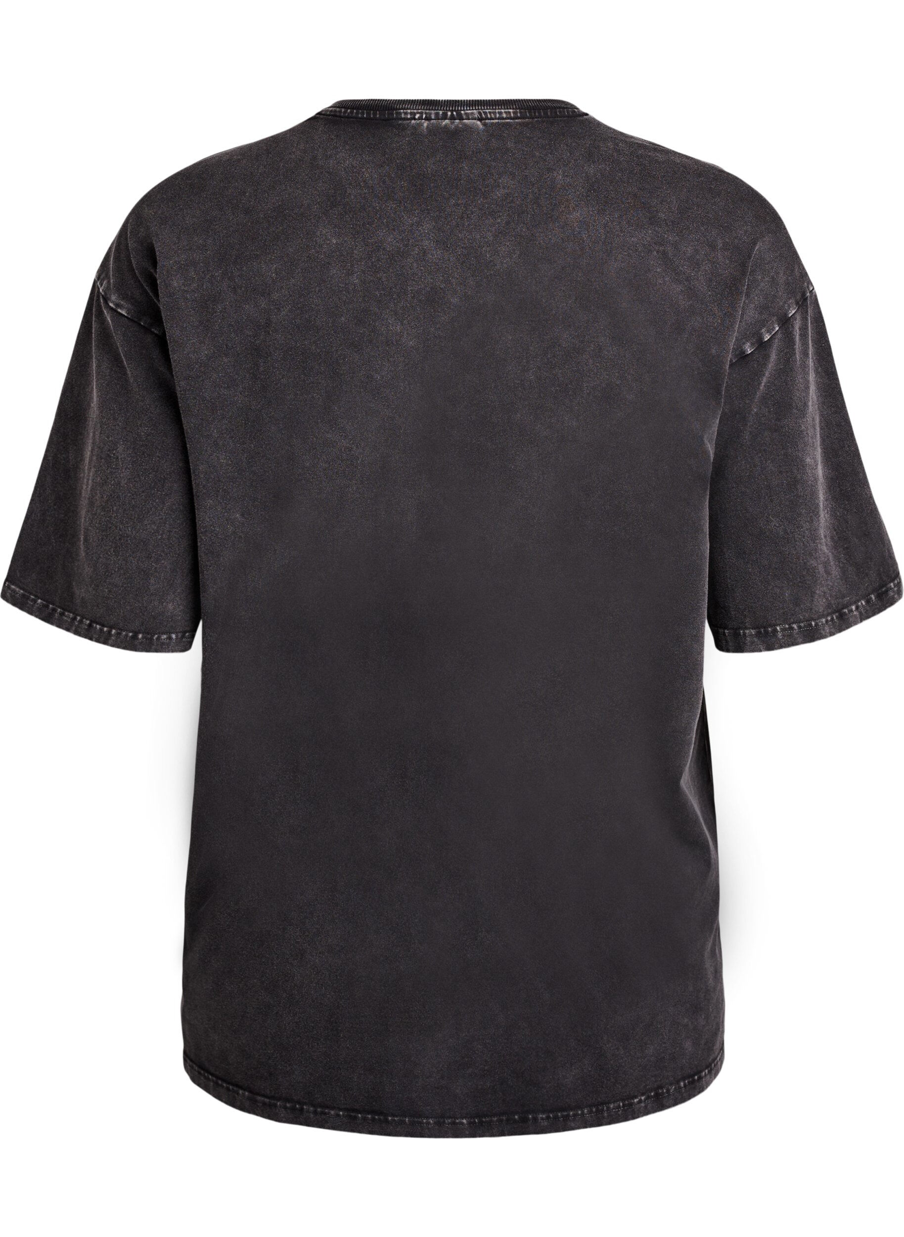 Zizzi Sportliches T-Shirt aus Baumwolle mit Washed-Effekt, Schwarz, Packshot image number 1