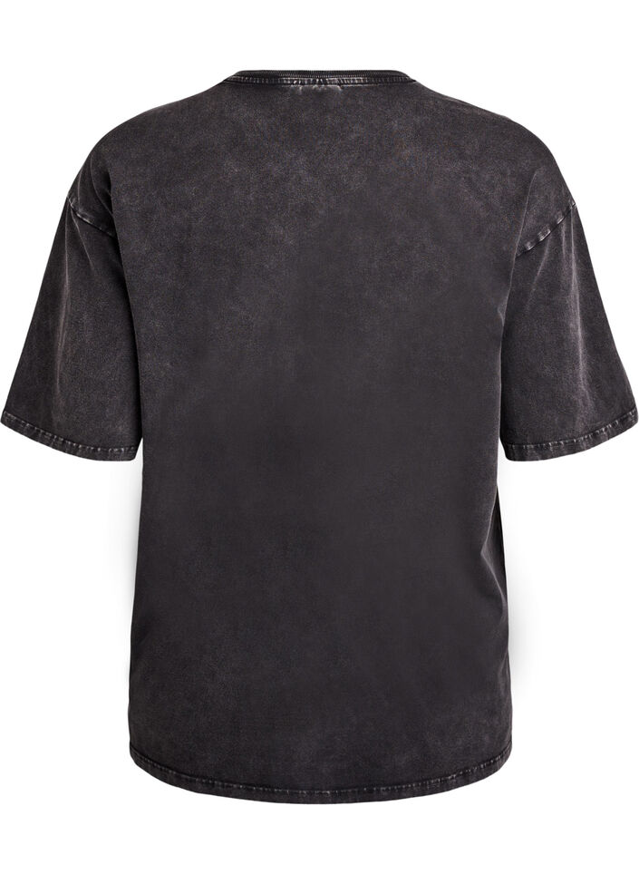 Sportliches T-Shirt aus Baumwolle mit Washed-Effekt, Schwarz, Packshot image number 1