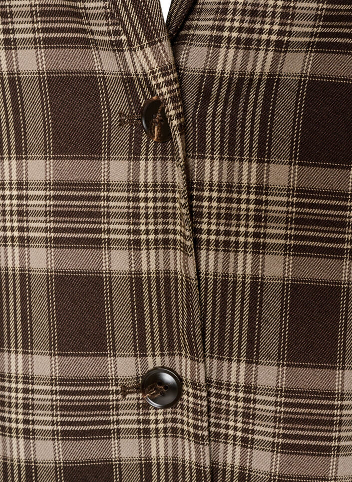 Karierter Blazer mit Taschen und Gehschlitz, Braun, Packshot image number 2