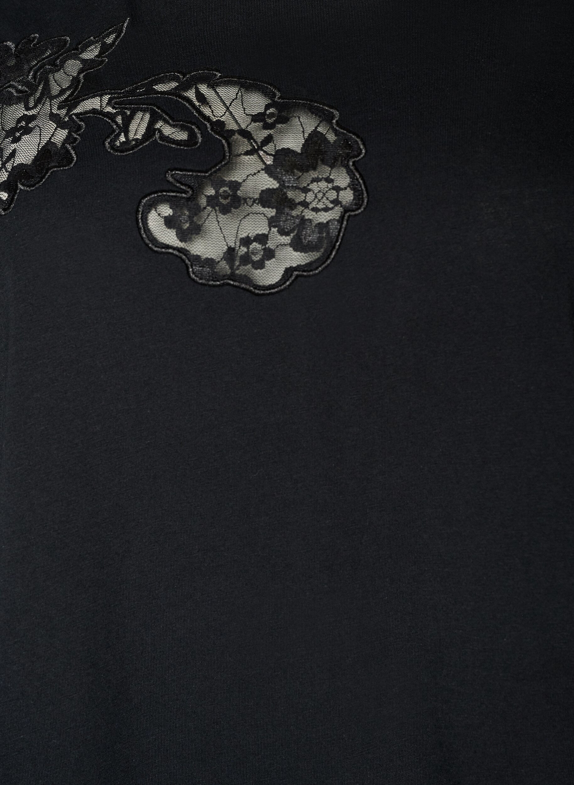 ZizziT-Shirt aus Baumwolle mit Spitzenapplikationen, Schwarz, Packshot image number 2