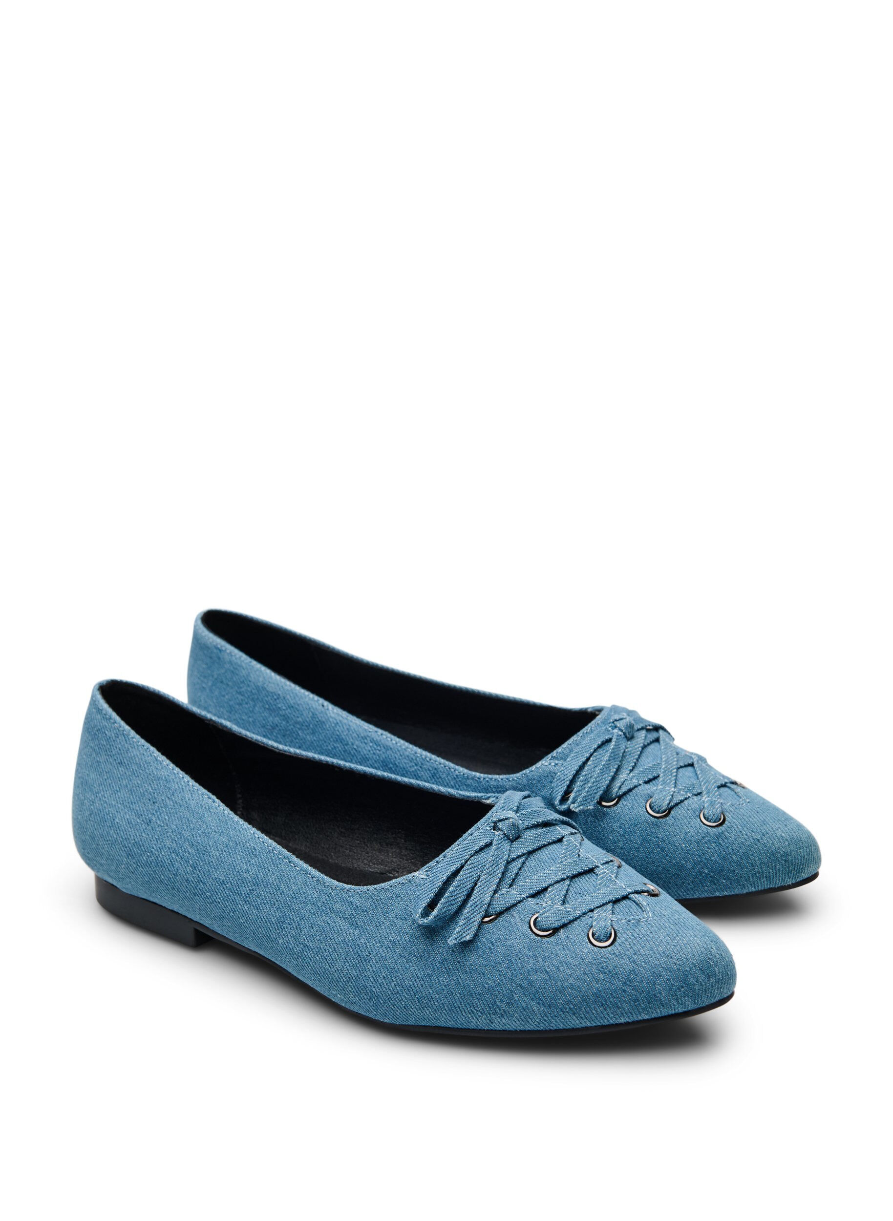 Zizzi Ballerine &agrave; lacets, Bleu, Packshot image number 1