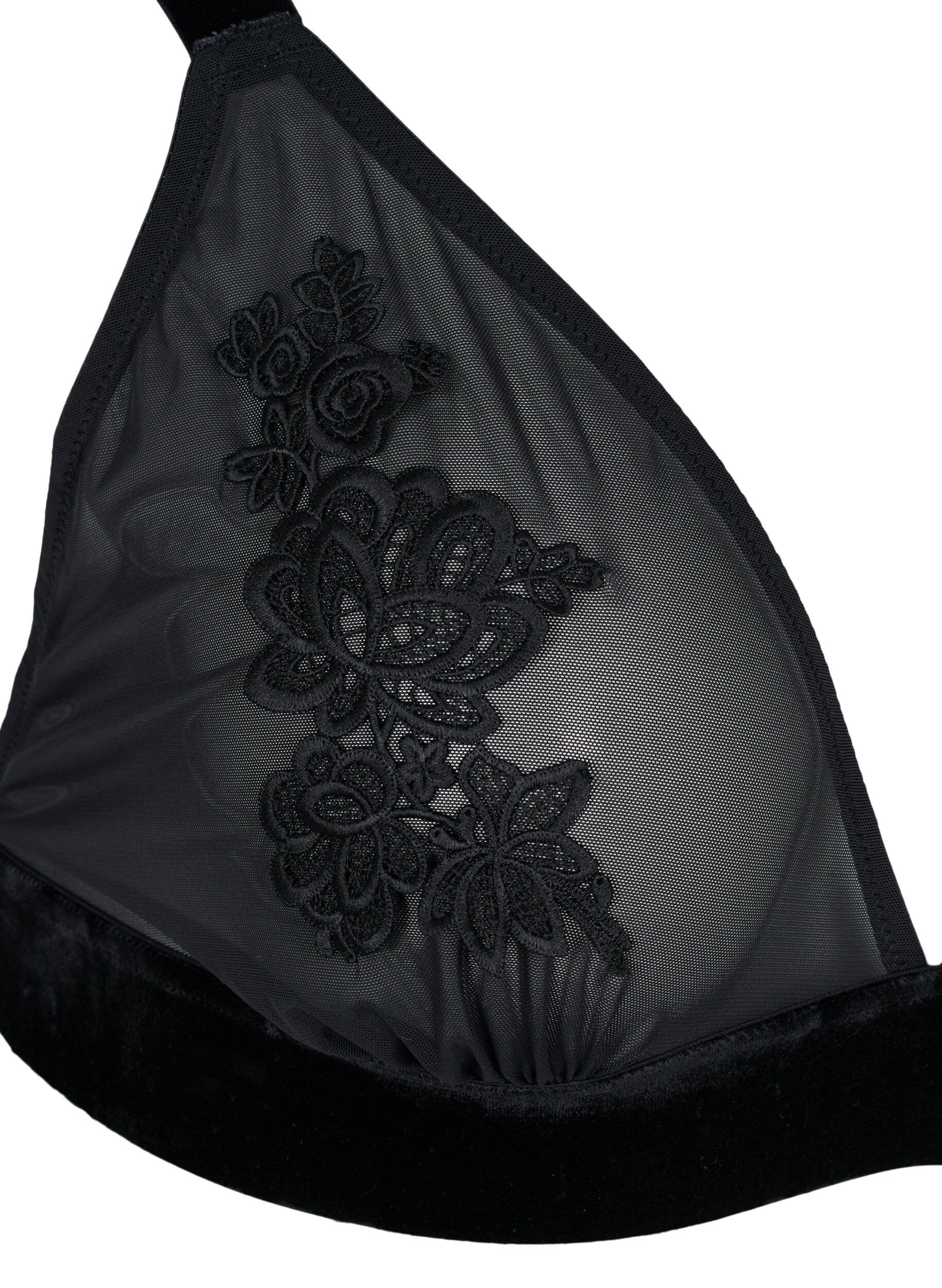 Zizzi Soutien-gorge en r&eacute;sille avec velours et dentelle, Black, Packshot image number 2