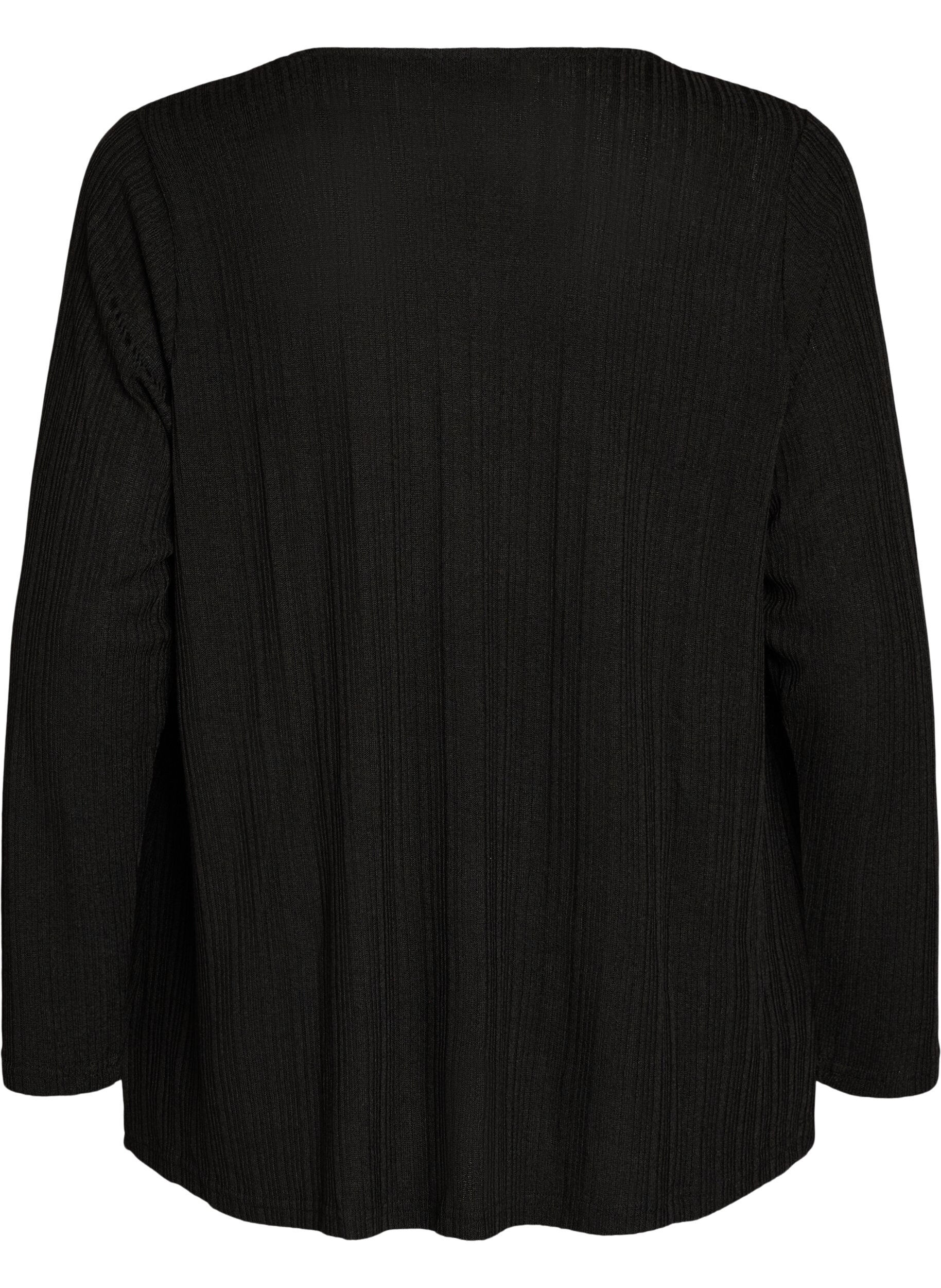 ZizziOffener Cardigan aus strukturiertem Jersey, Schwarz, Packshot image number 1
