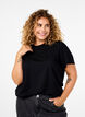 T-shirt basique en coton &agrave; col rond, Noir, Model image number 0