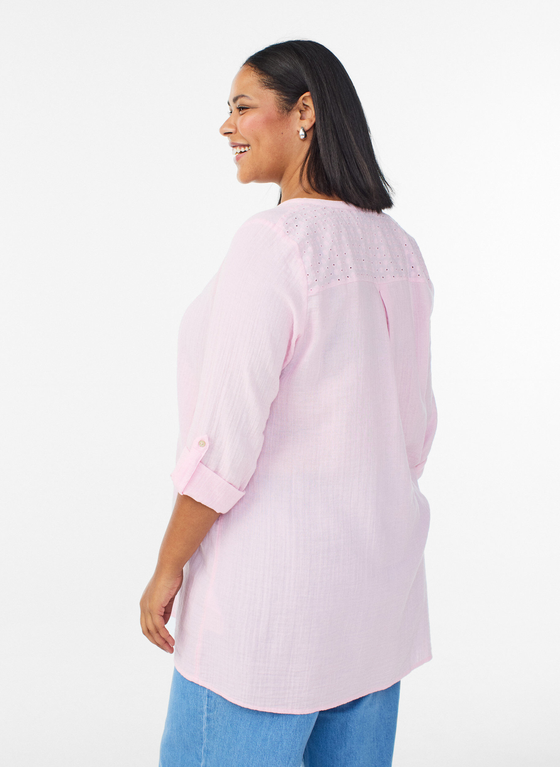 ZizziTunika aus Baumwollmusselin mit Broderie Anglaise, Rot, Model image number 2