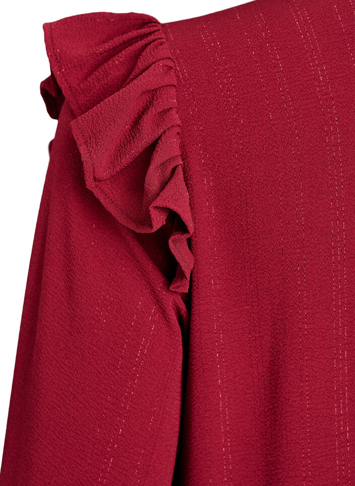 Robe courte à volants et paillettes, Bordeaux foncé, Packshot image number 3