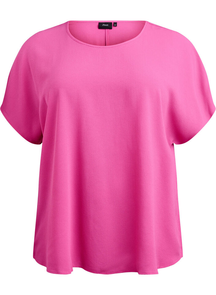 Bluse mit kurzen &Auml;rmeln und Rundhalsausschnitt, Rot, Packshot image number 0