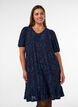 Robe &agrave; texture florale et bordure &agrave; volants, Bleu, Model image number 0